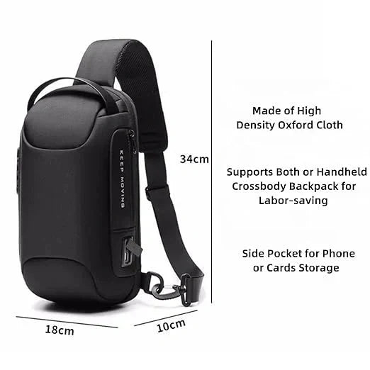 Men New Crossbody Anti-theft Lock Shoulder Waterproof Short Trip Chest Bag