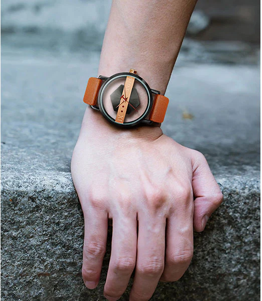 TOMI Men's Top Brand Luxury Watch Creative Half Transparent Watch Genuine Leather Strap