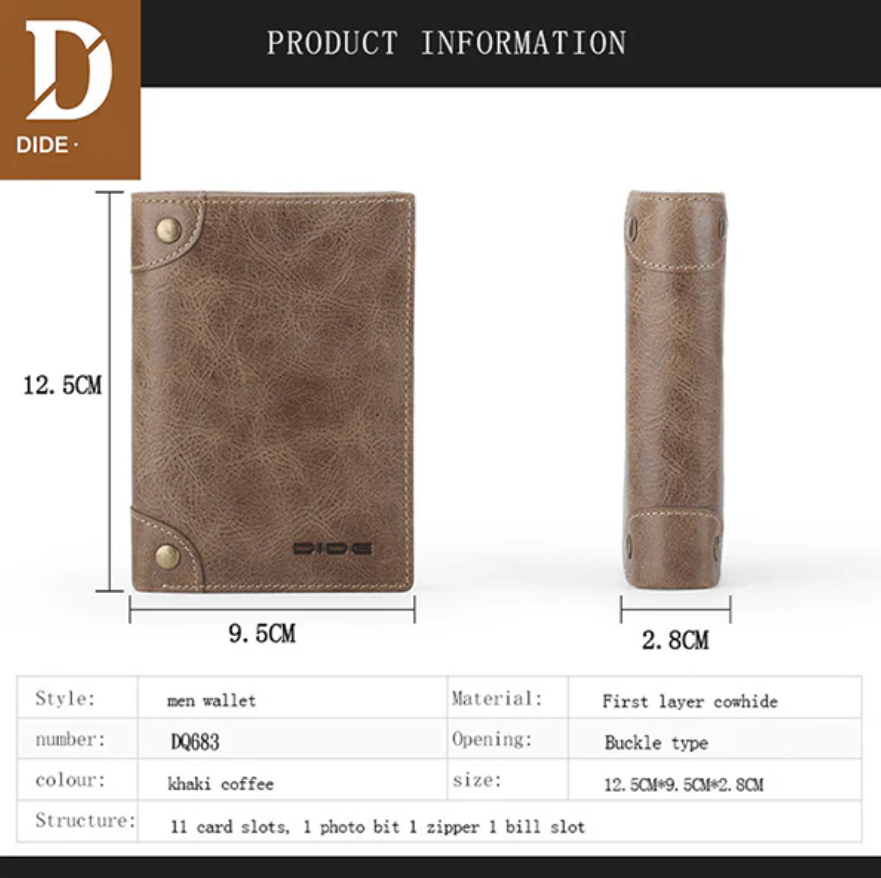 DIDE Genuine Leather Short Wallet