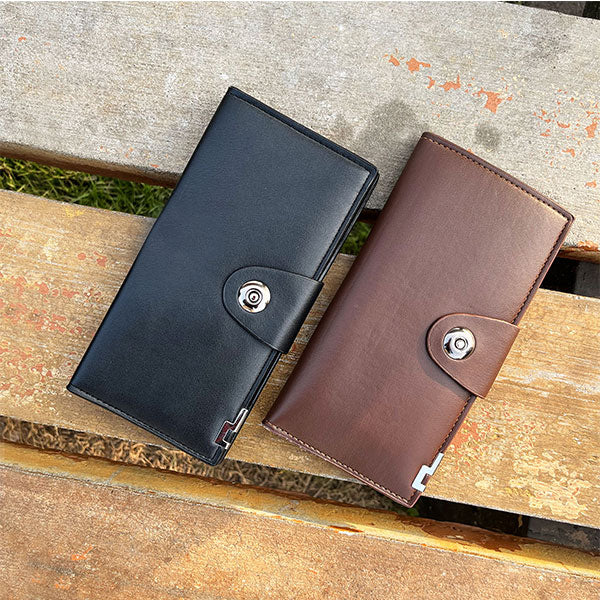 Tri-Fold Pure Leather Long Wallet.