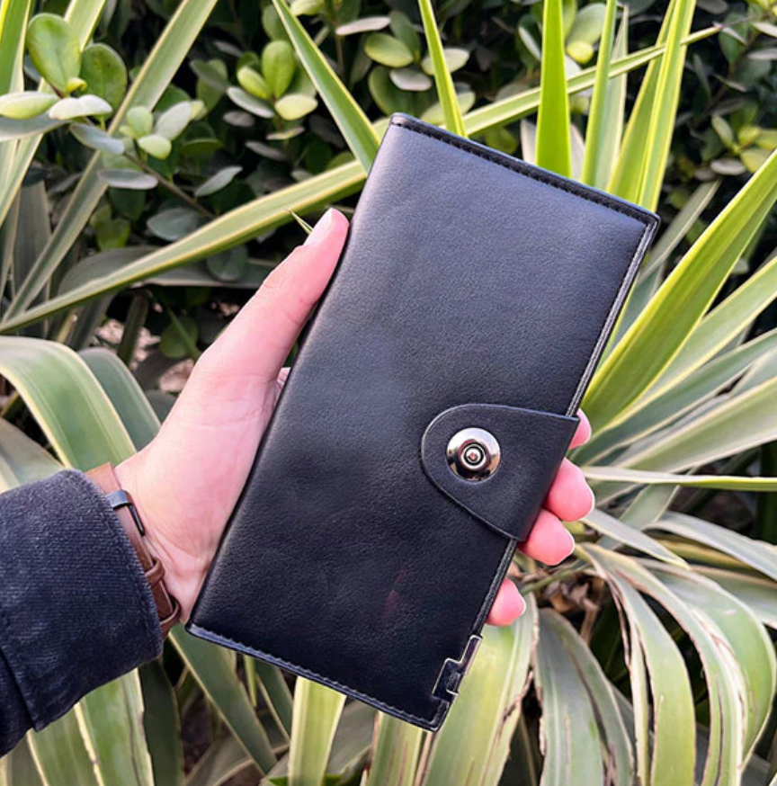Tri-Fold Pure Leather Long Wallet.