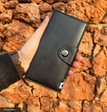 Tri-Fold Pure Leather Long Wallet.