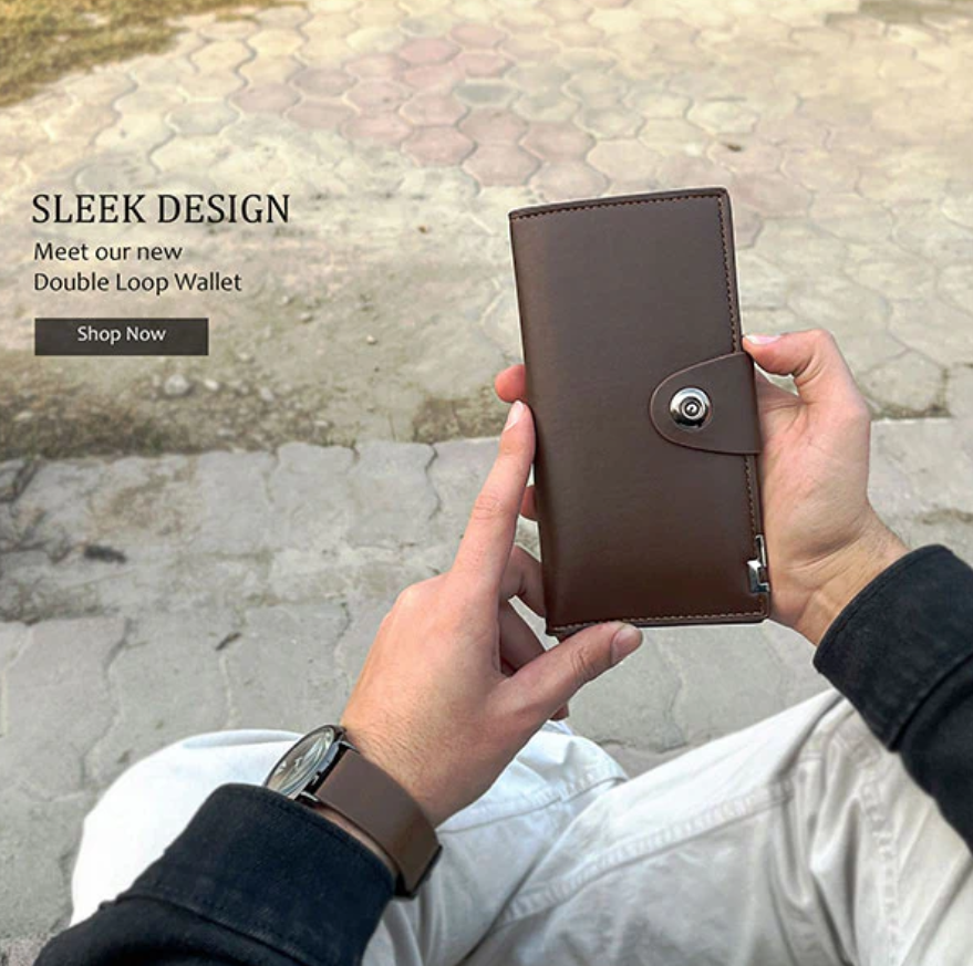 Tri-Fold Pure Leather Long Wallet.