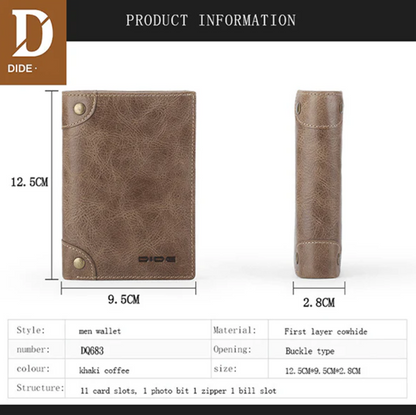 DIDE Genuine Leather Short Wallet